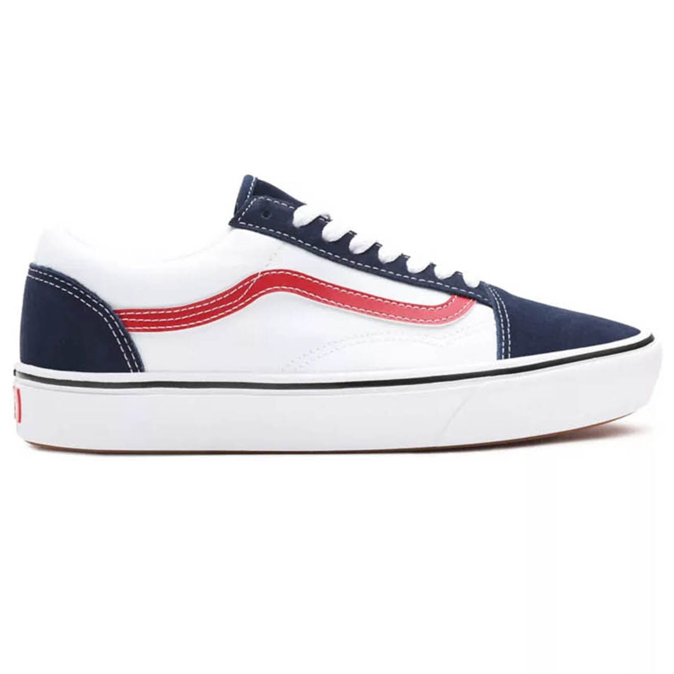 Vans Sneakers en Toile & Velours de Cuir Tri-Tone ComfyCush Old Skool blanc/bleu/rouge