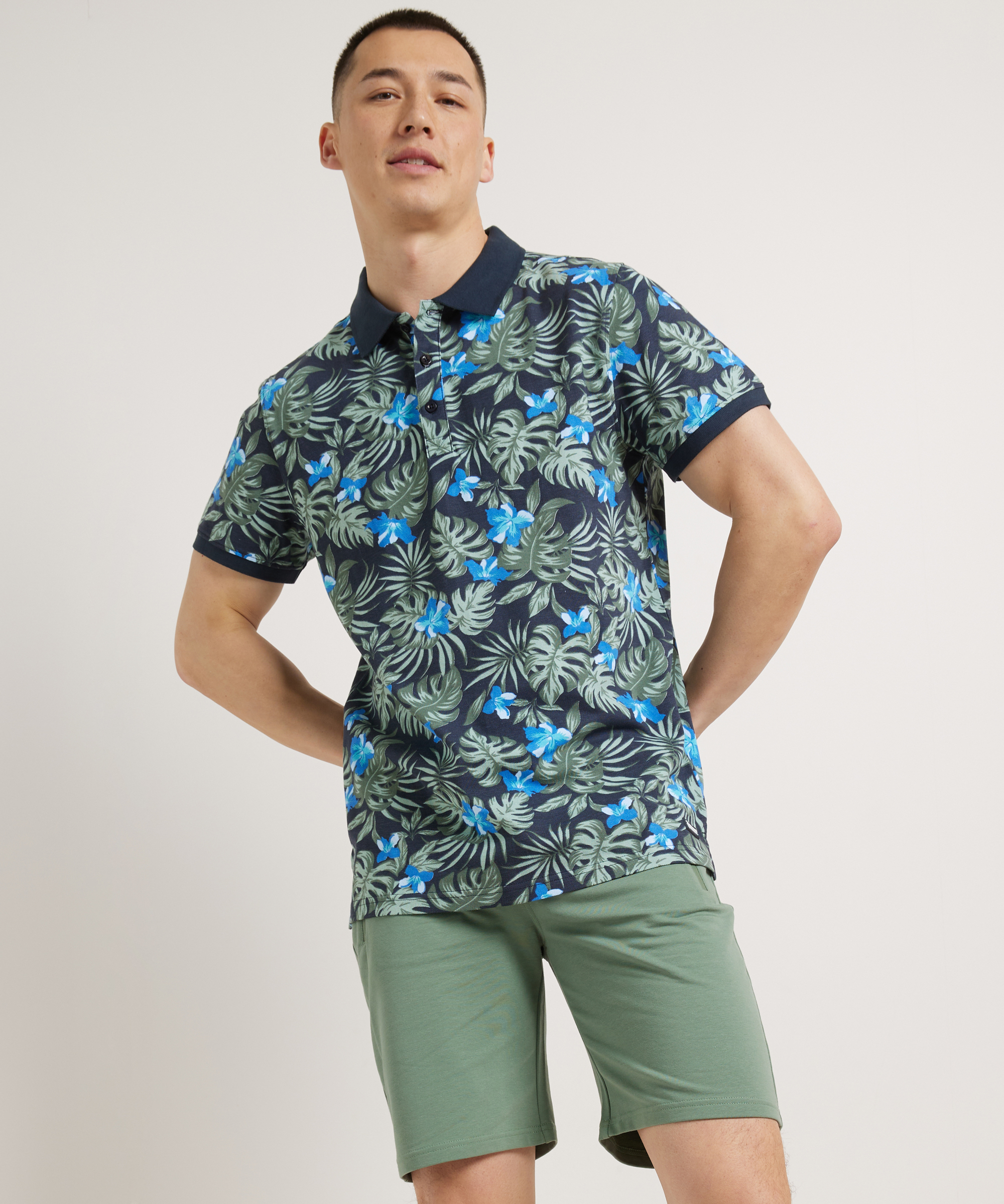 pique polo bloemenprint