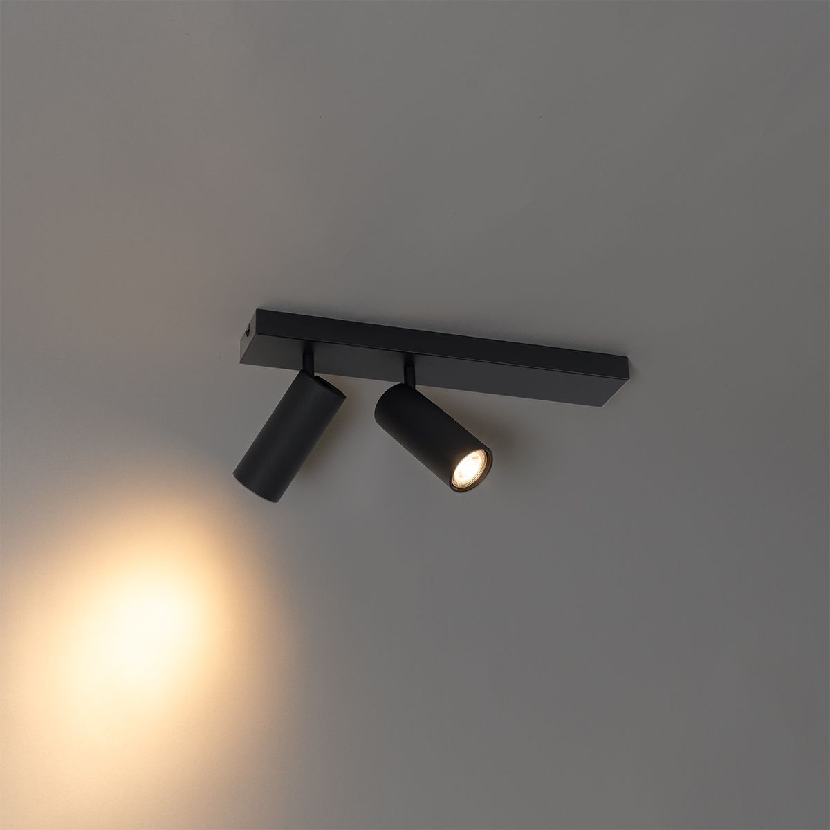 Smart plafondspot zwart 2-lichts verstelbaar incl. 2 Wifi GU10 50mm - Renna