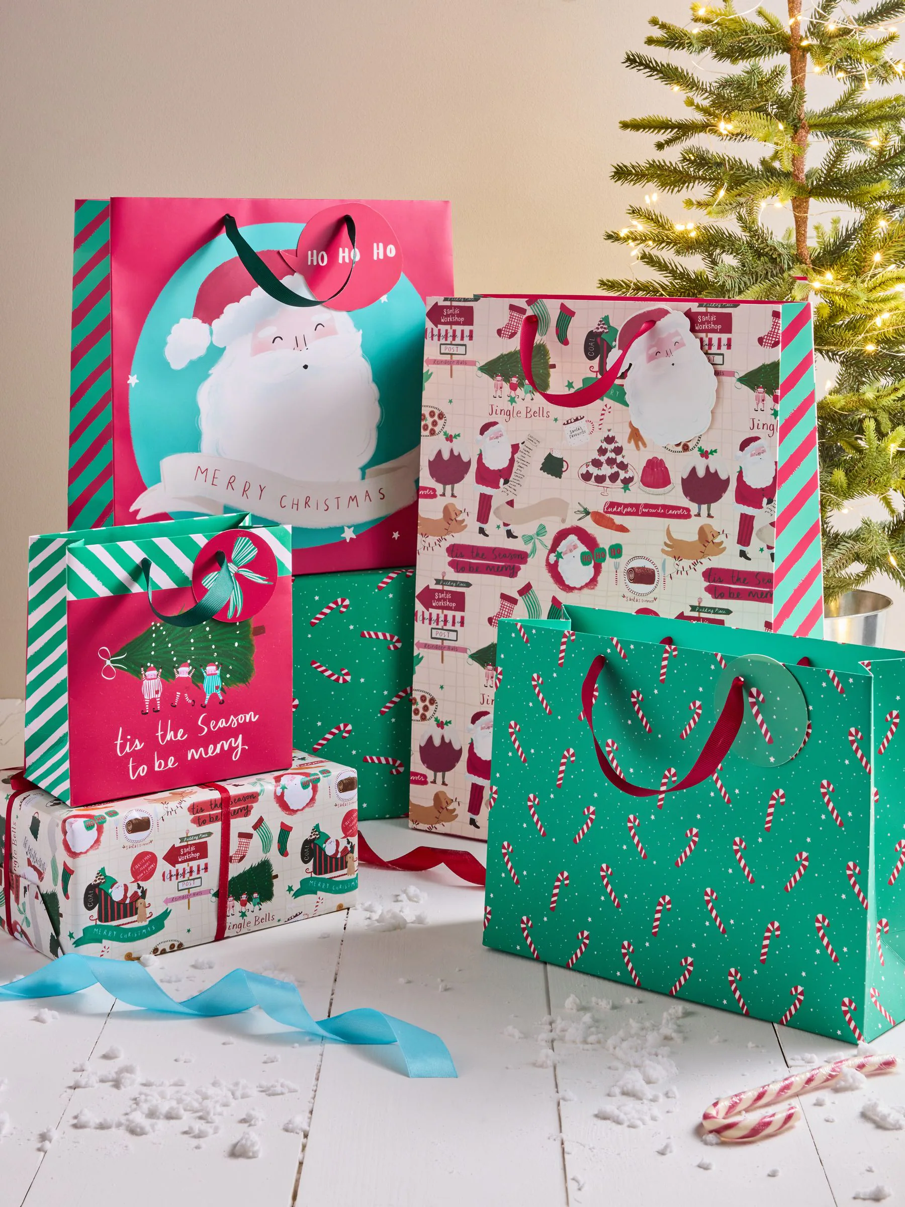 Cadeautassen met kerstmis-print