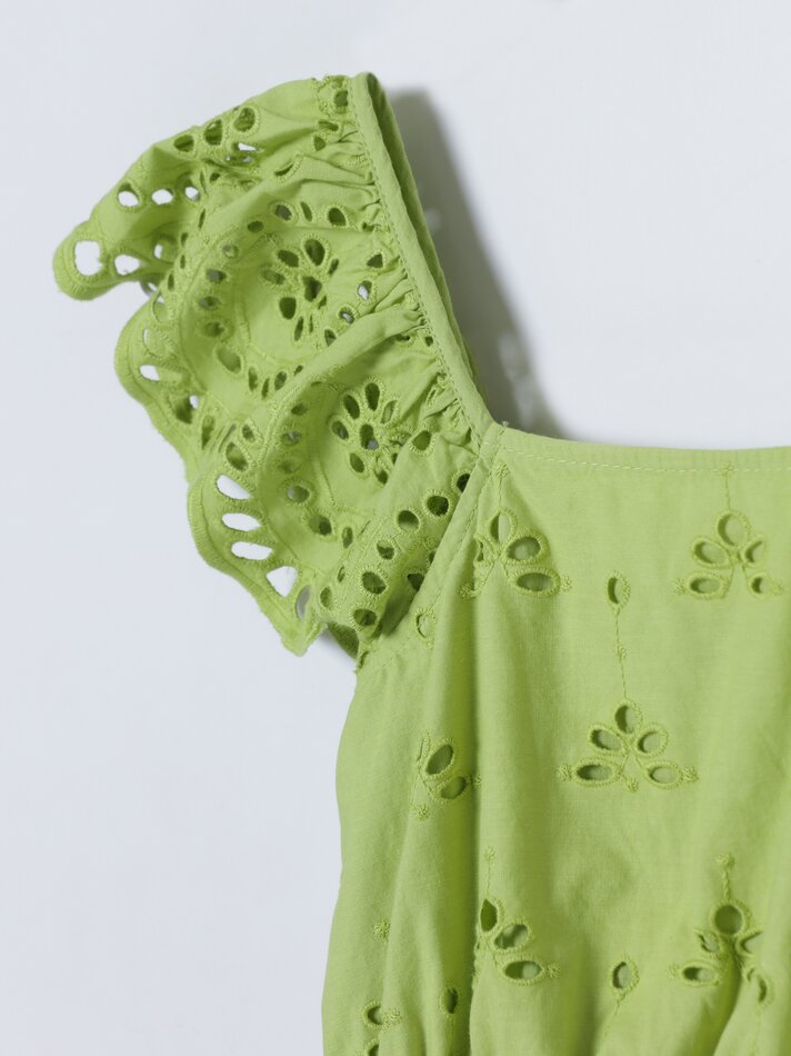 Vestido bordado suíço - Verde Pistache