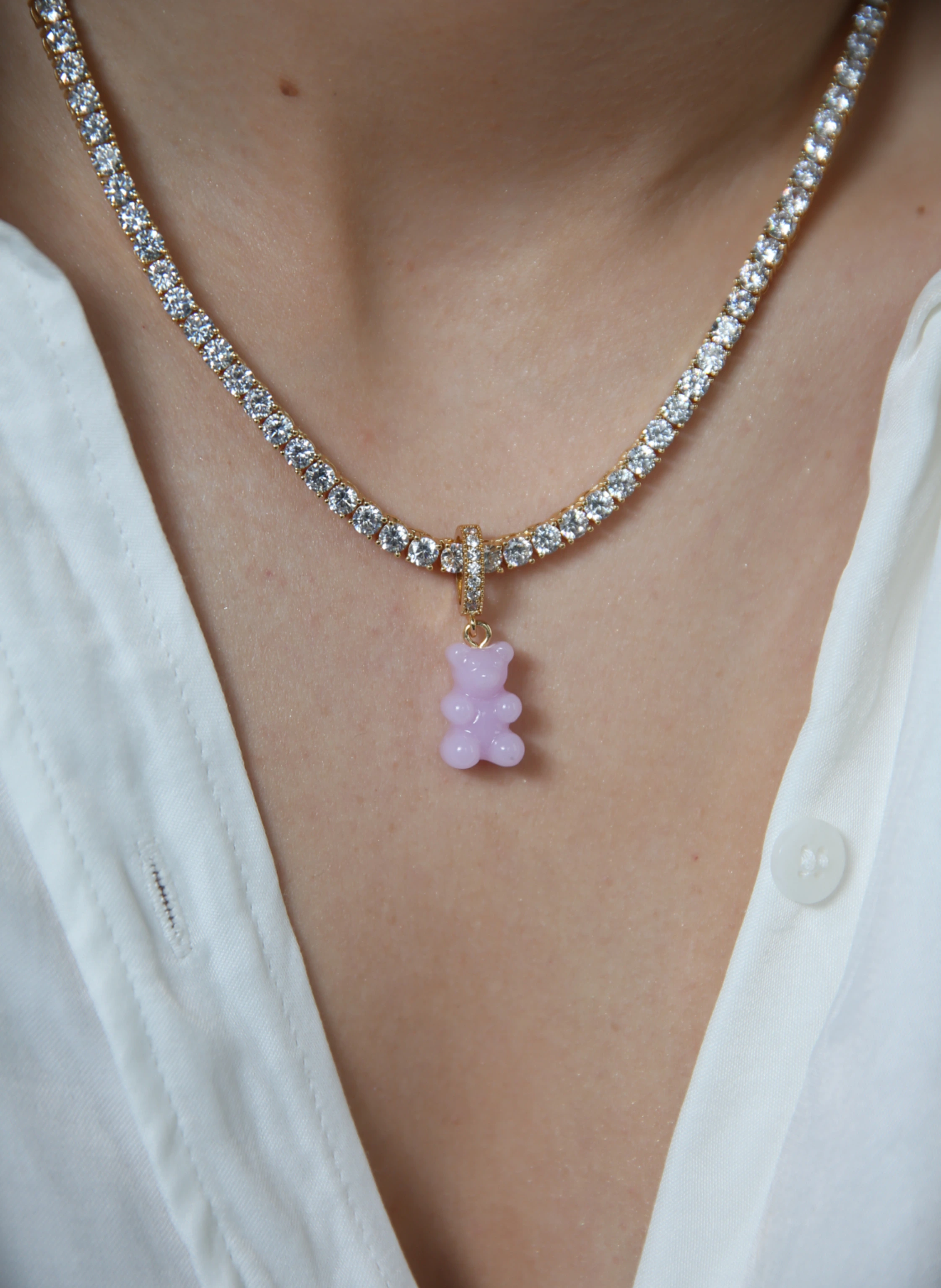 CRYSTAL HAZE Pendant LAVENDER NOSTALGIA BEAR by GLAMBOU