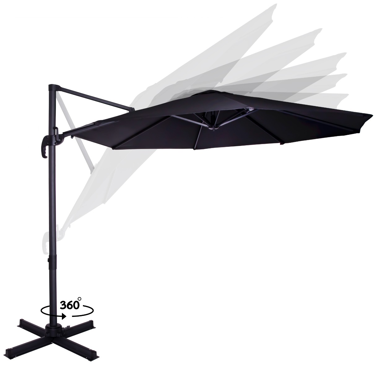 VONROC Bardolino Ø300 cm Premium zweefparasol - Anthracite