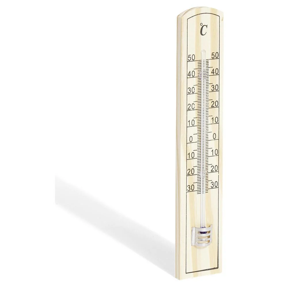 Thermomètre en bois sans mercure intérieur/extérieur H20 cm