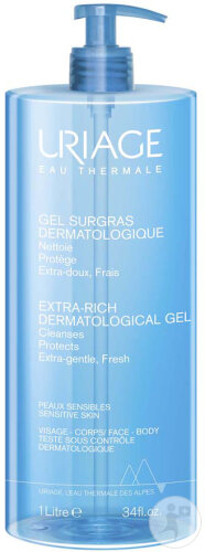 Uriage Gel Surgras Liquide Dermatologique Peaux Sensibles Flacon Pompe 1l