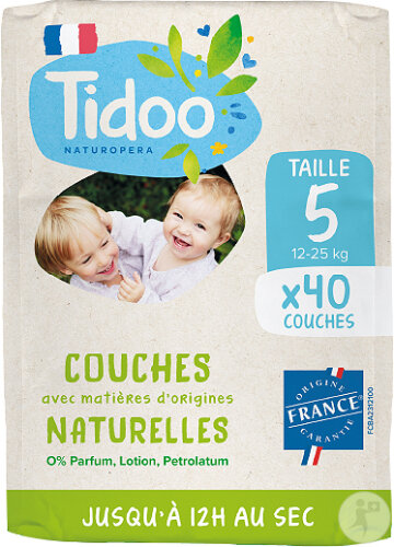 Tidoo Couche Écolabellisée France Taille 5 12-25kg 40 Pièces