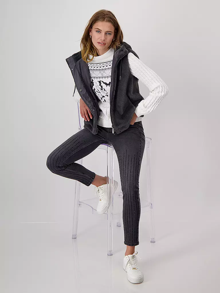 MONARI Gilet in Felloptik  grau