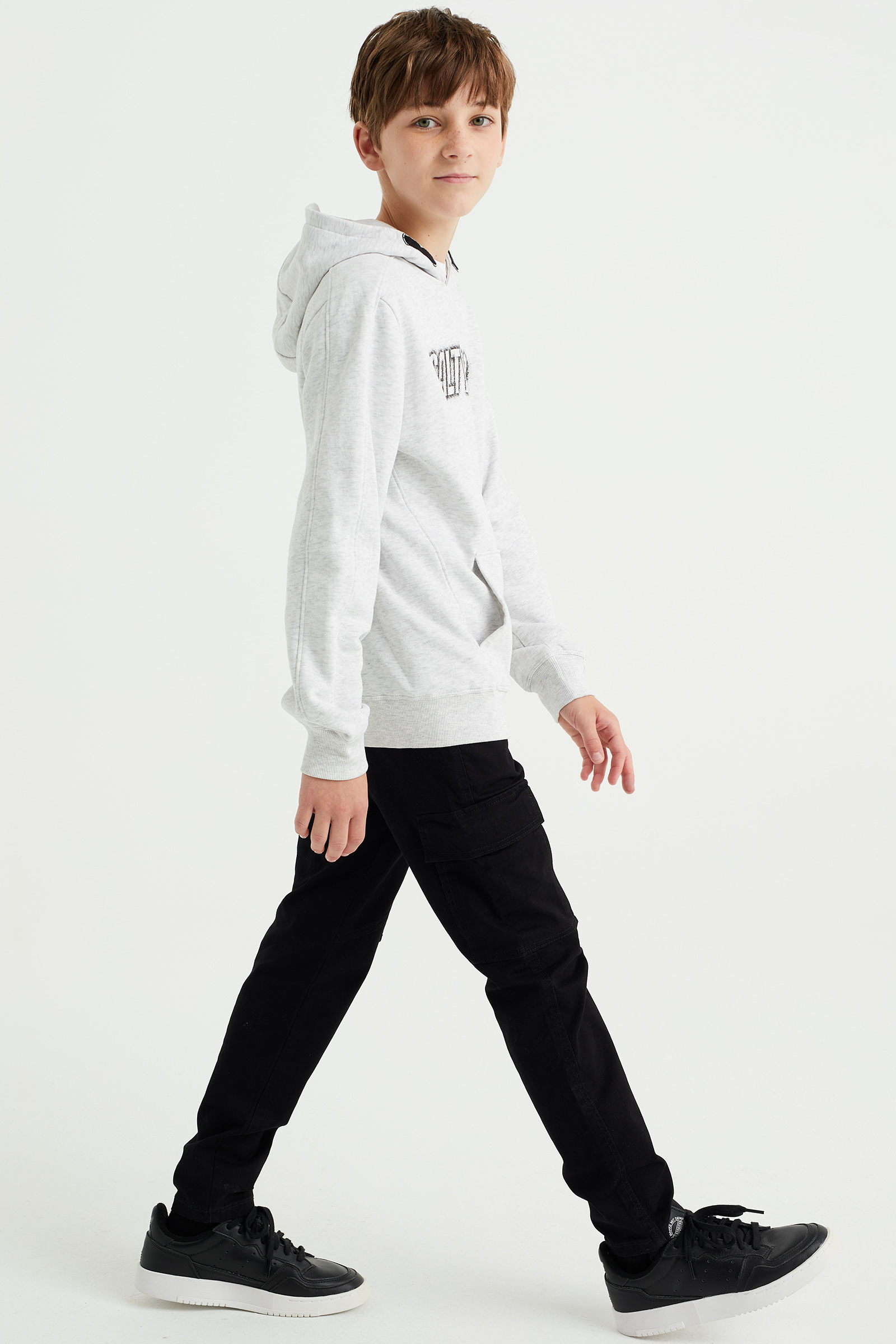 Jongens slim fit cargobroek met stretch Blue Ridge Zwart