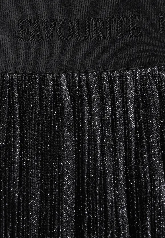 Plissée Rock mit Glitzer - Black