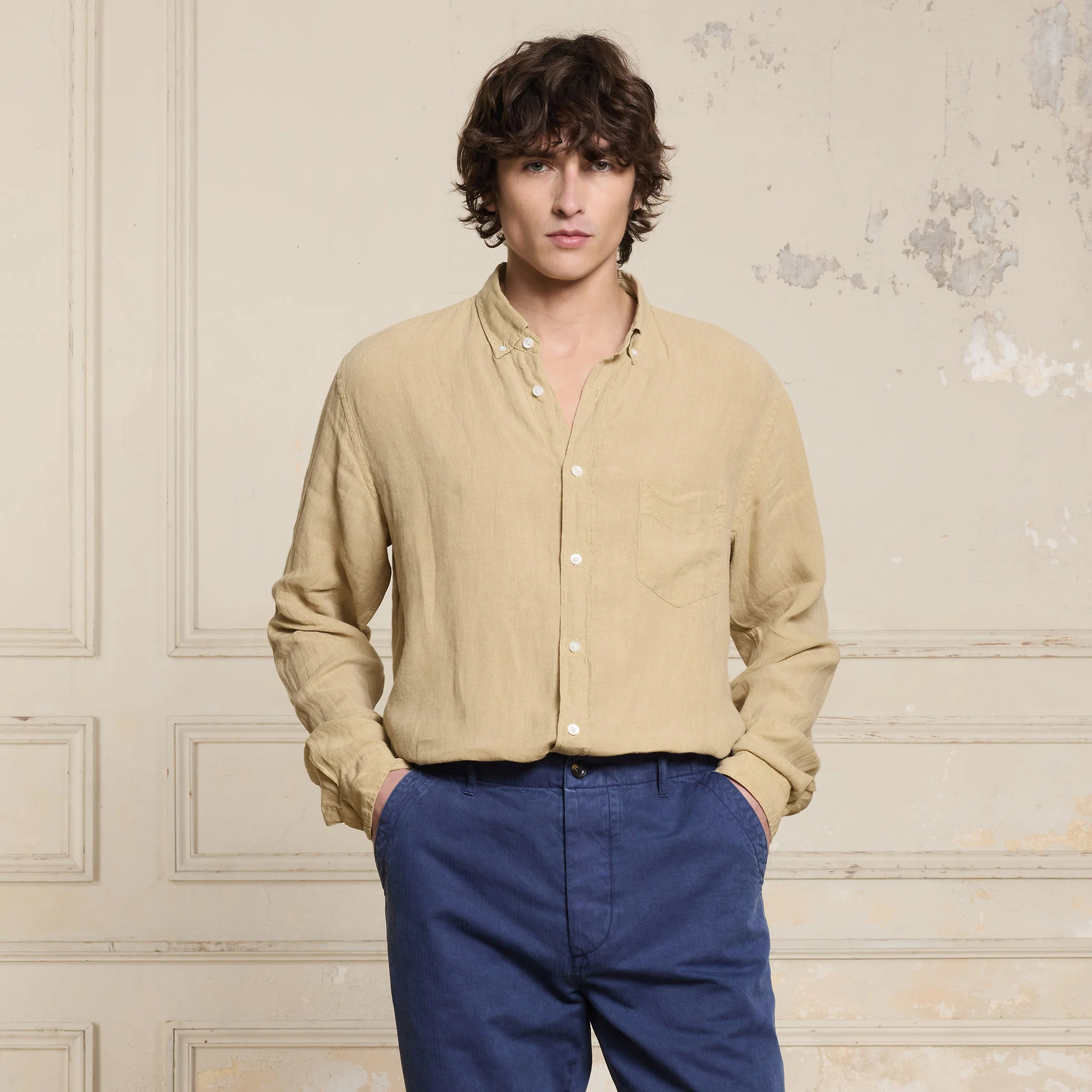 Beige linen shirt