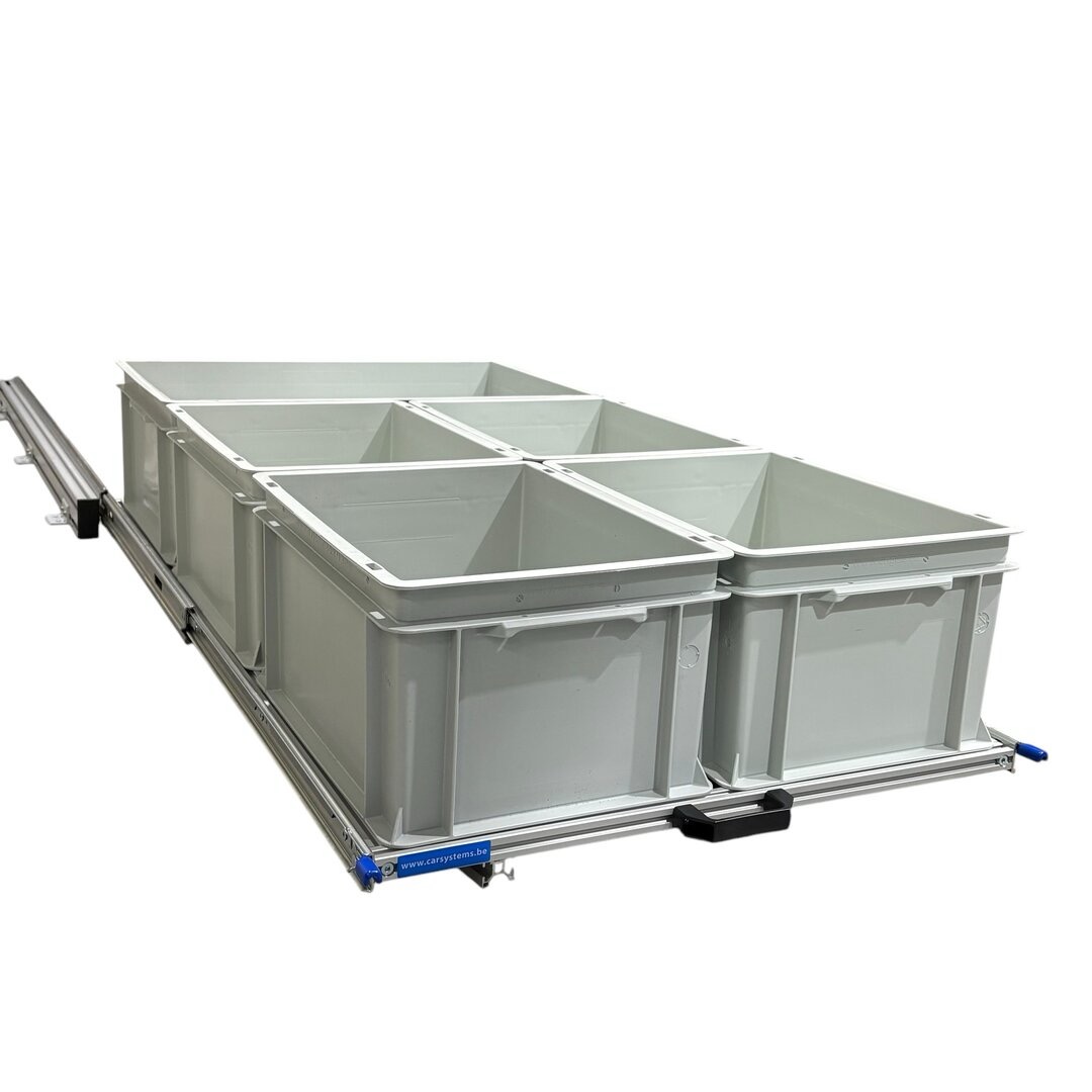 Aluminium 120 x 60 cm schuifframe met 5 open bakken