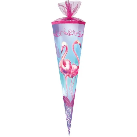 Nestler Schultüte Flamingo 85 cm 6-eckig Tüll/Posaborte Rosa