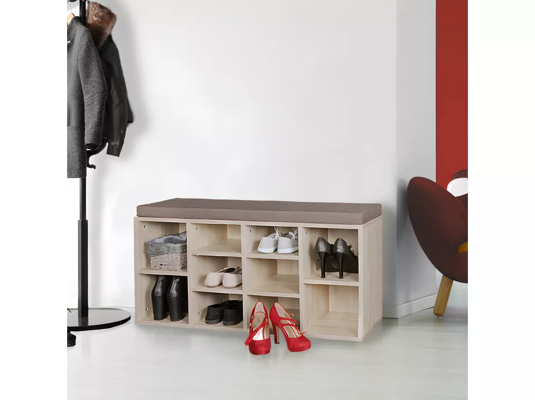 Commode de chaussures Bois 103,5x53x30cm Banque de chaussures 10 paires