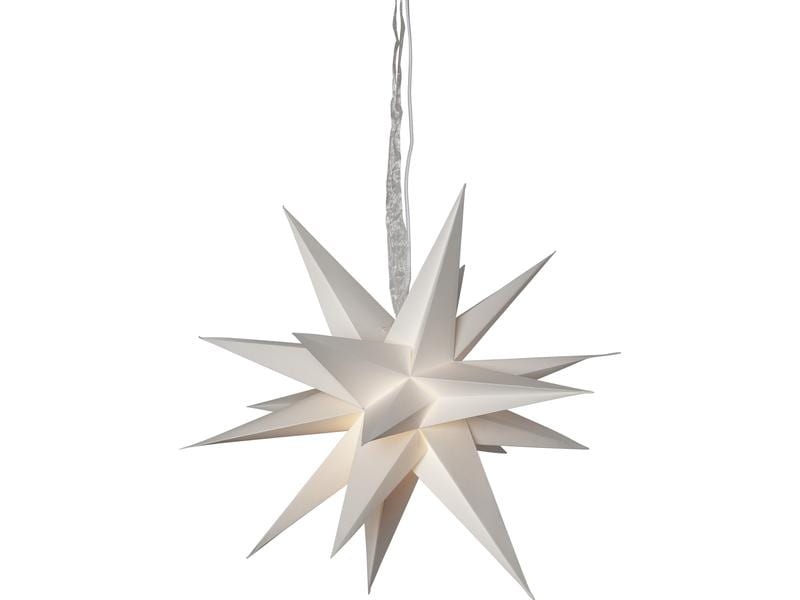 Star Trading Papierstern December, Weiss, Ø 45 cm LED Weihnachtsdekoration