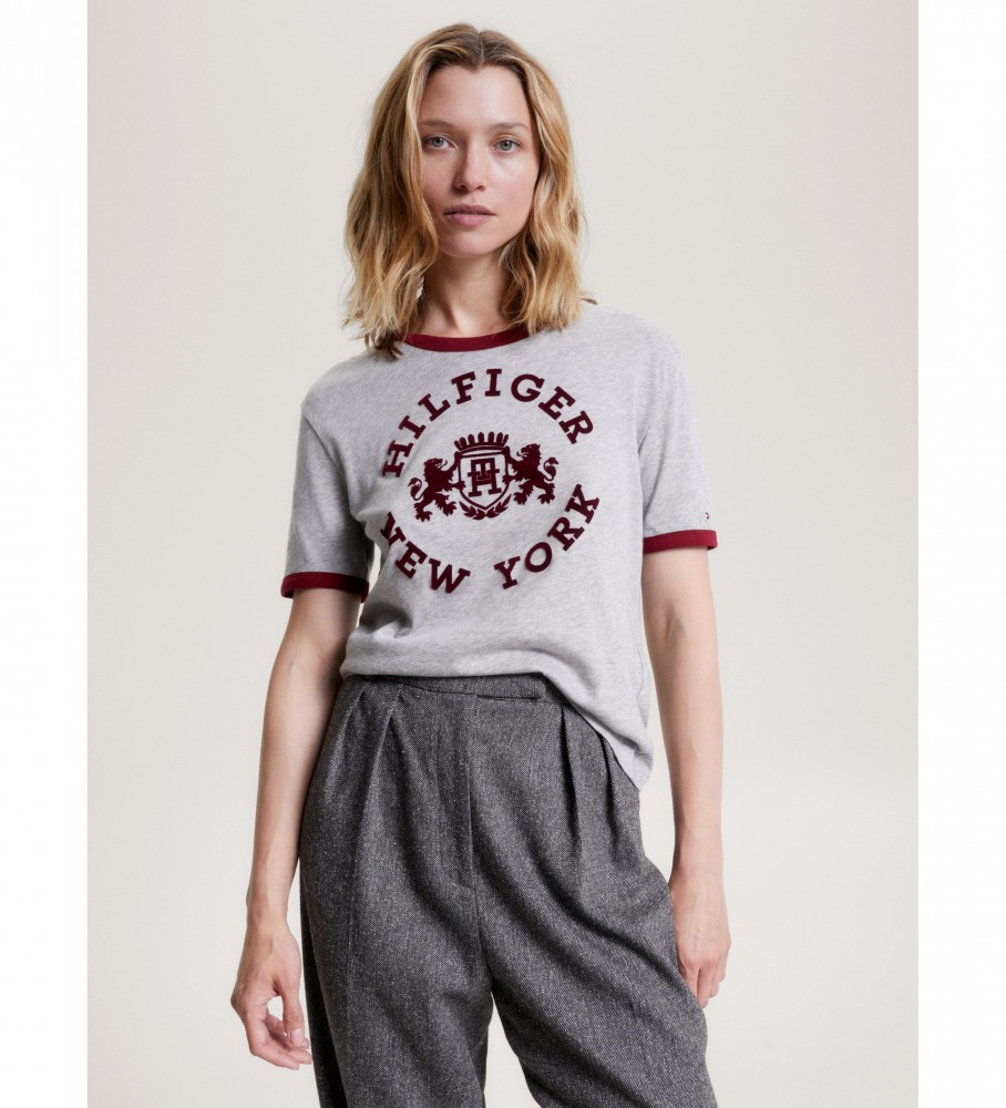 Camiseta Tommy Hilfiger Velvety Gray College Logo