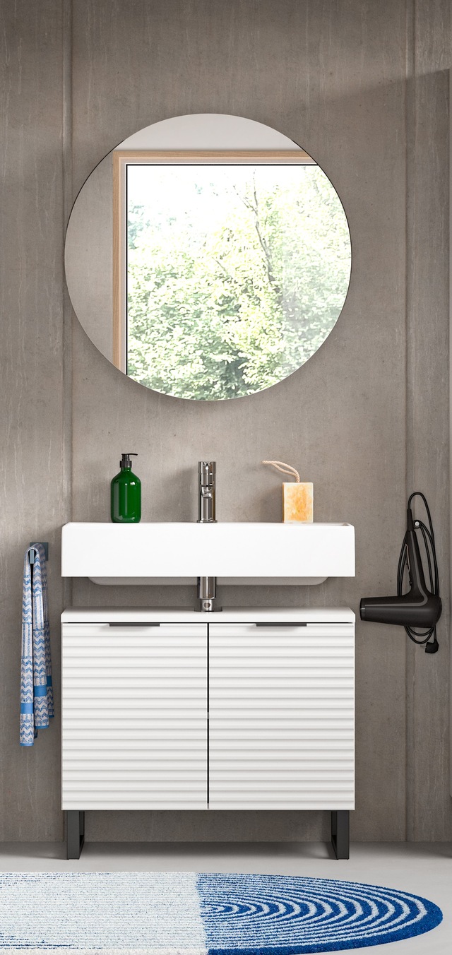 welltime Badmöbel-Set »Litica, Breite 70 cm, hochwertige Rillenfräsung, Metallkufen« 2 Stk. tlg.