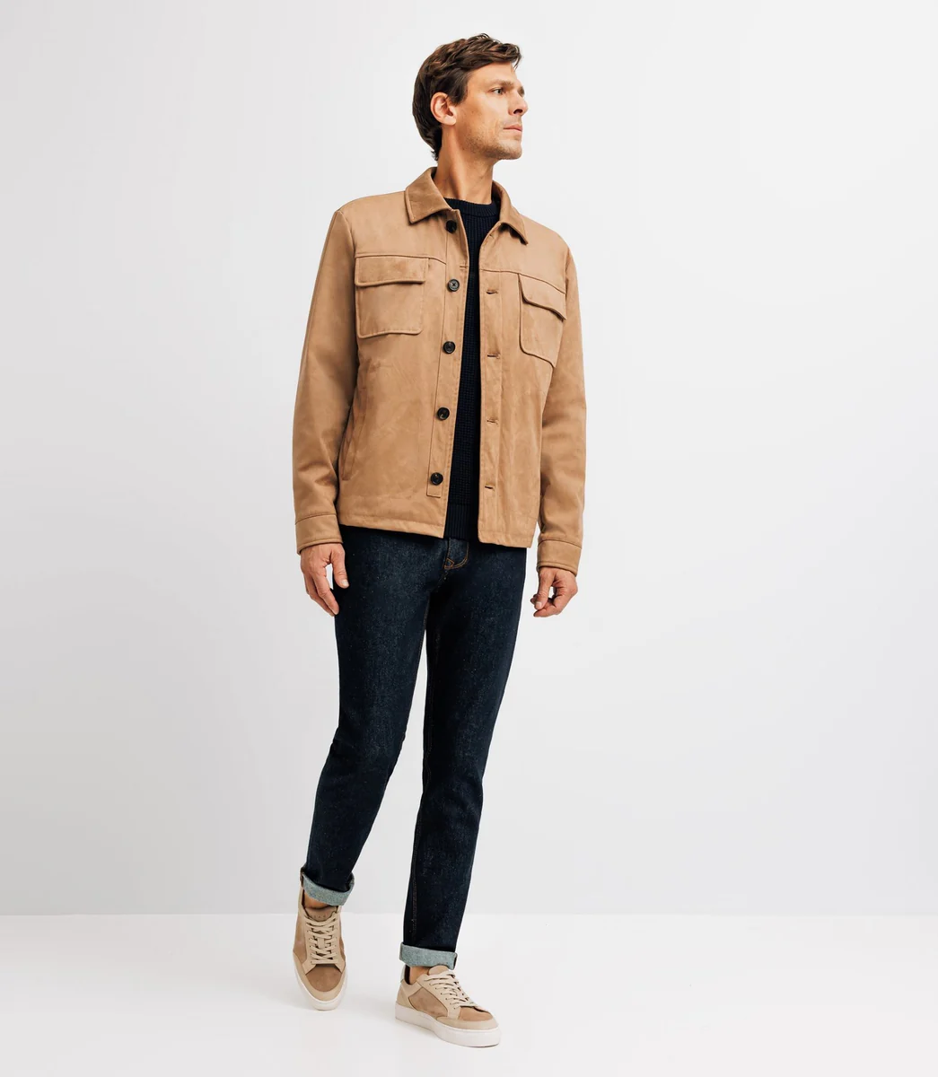 Blouson en suédine beige