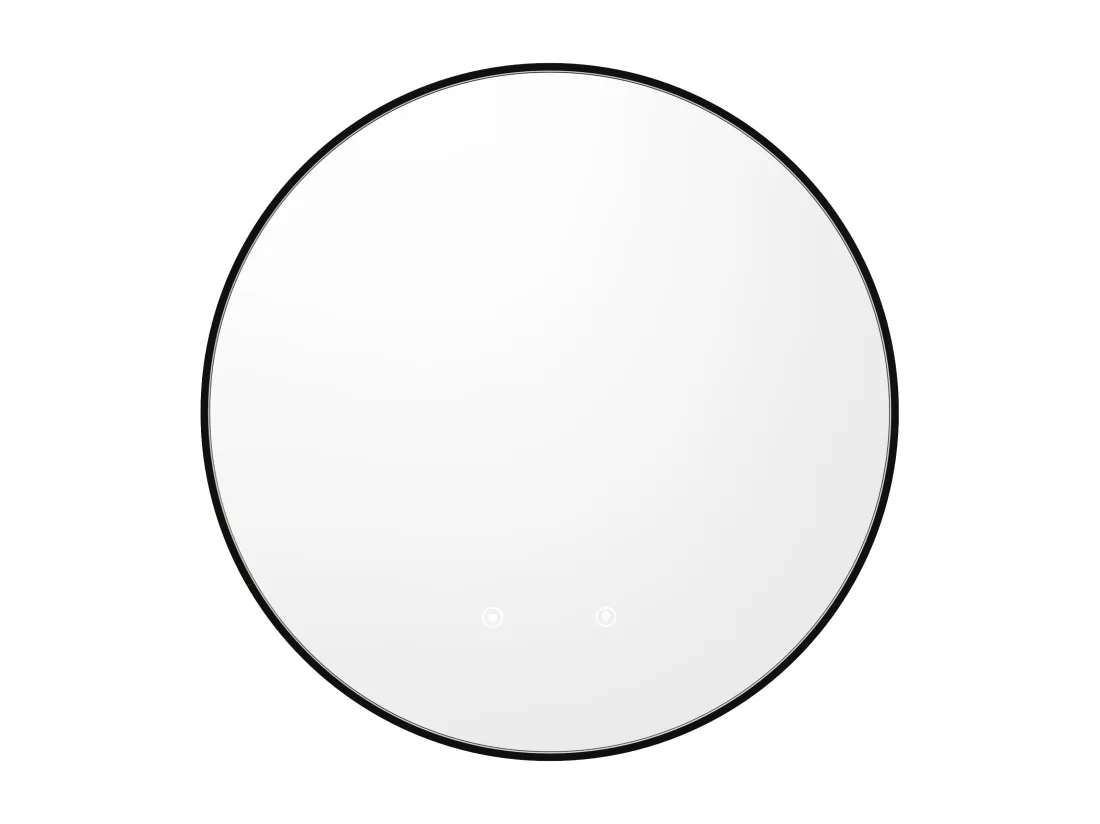 Miroir de salle de bain lumineux rond anti buée avec contour noir - D60 cm - PEONIA