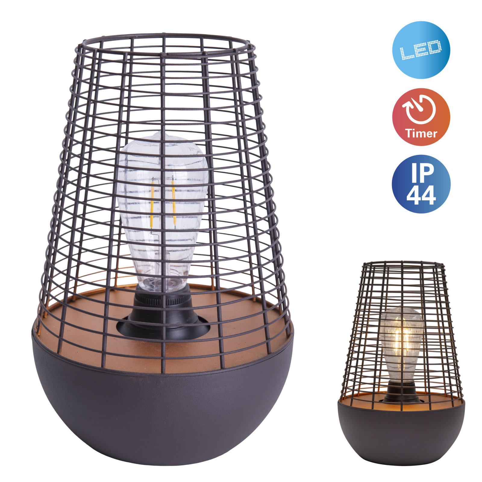 LED-Dekoleuchte - schwarz-kupfer - 27 cm