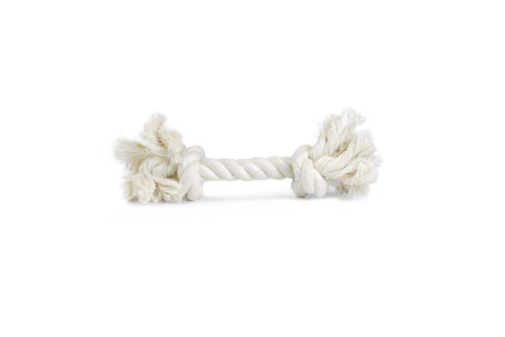 Beeztees Flossy Toy - Flostouw - 2 knopen - Hondenspeelgoed - wit - 20x21x4.5 cm - S