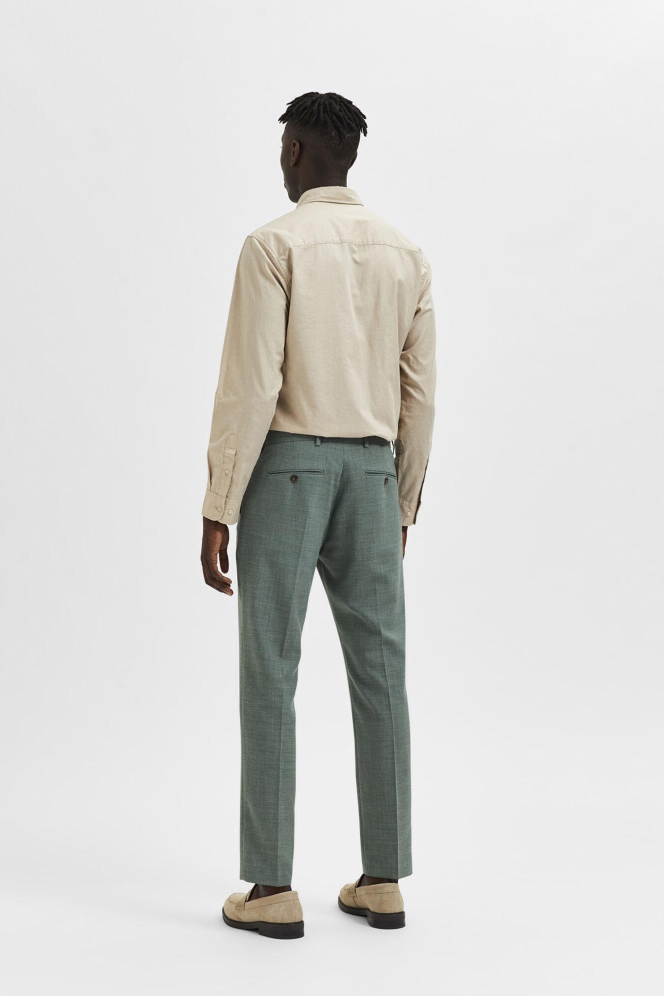 Calça de lino slim fit - Verde
