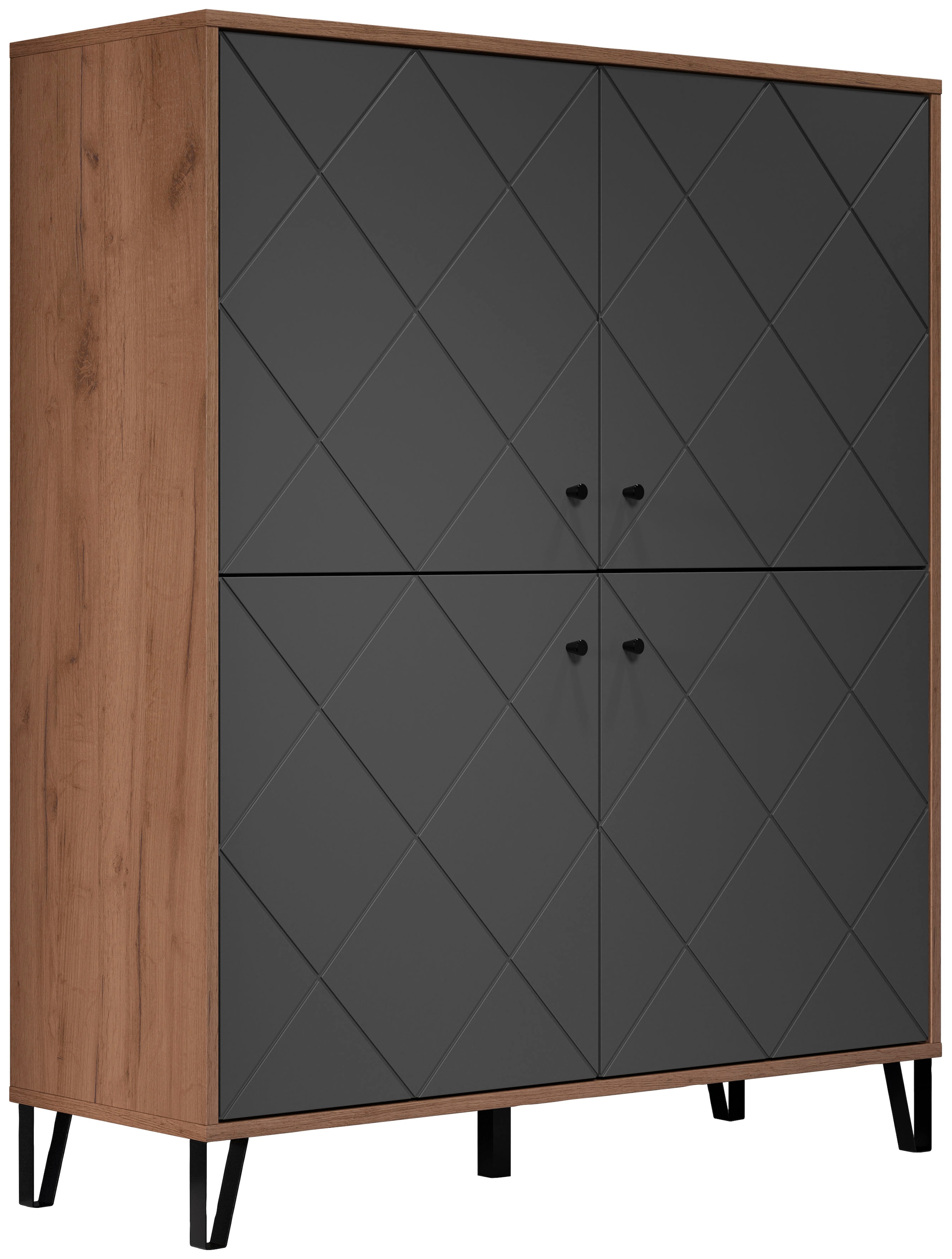 PLACES OF STYLE Highboard »Molveno« 1 Stk. tlg. Highboard mit 4 Türen & Soft-Close - (B/T/H) 123/40/136 cm