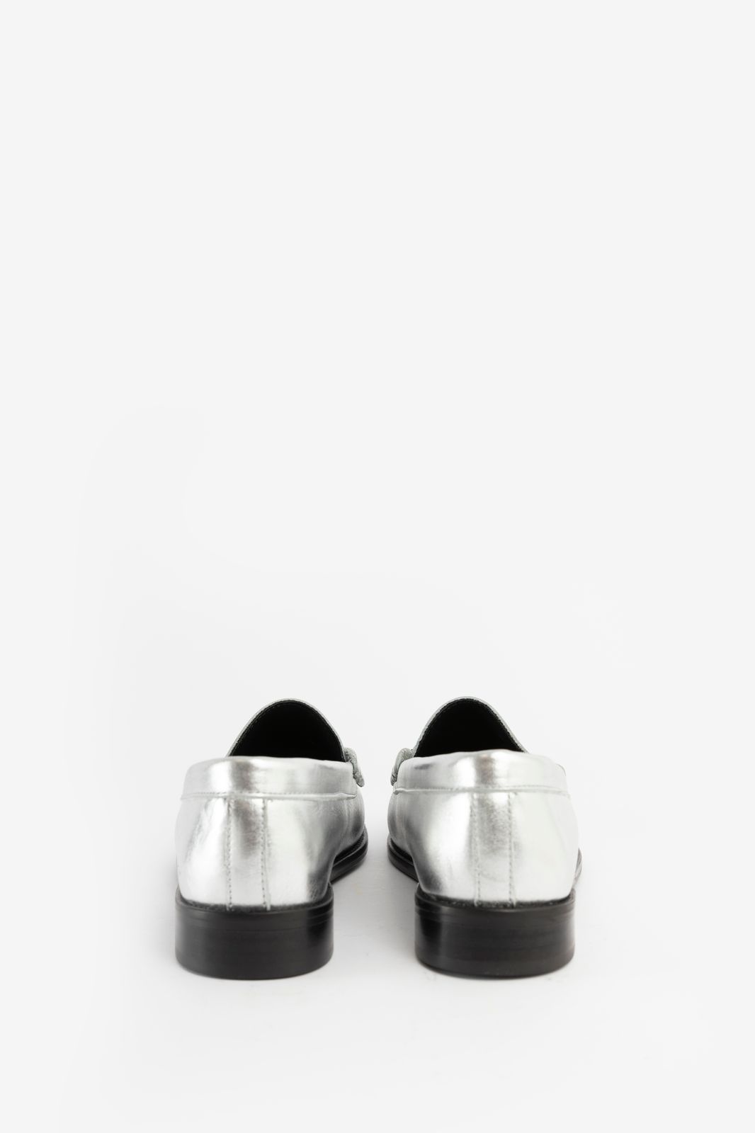 Zilveren metallic loafers