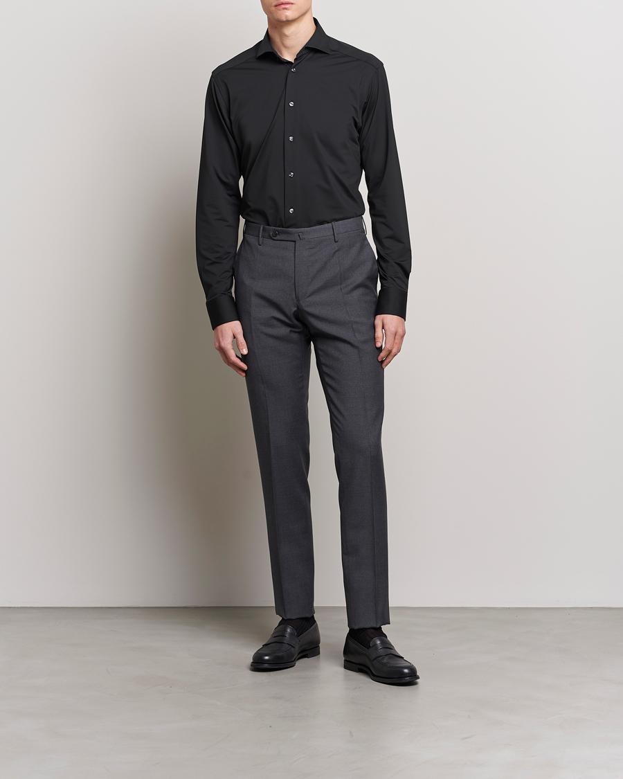 Eton Slim Fit Four Way Stretch Shirt Black
