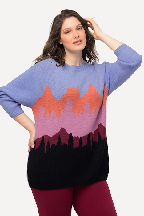 Pullover, Berge, Rundhals, Langarm