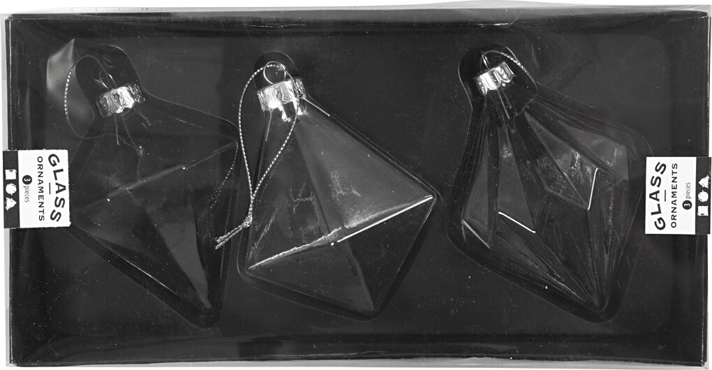 Glaskugler - H 9,6+9,8+10,5 CM - Ø 7+7,9+8 CM - Transparent - 3 Stk