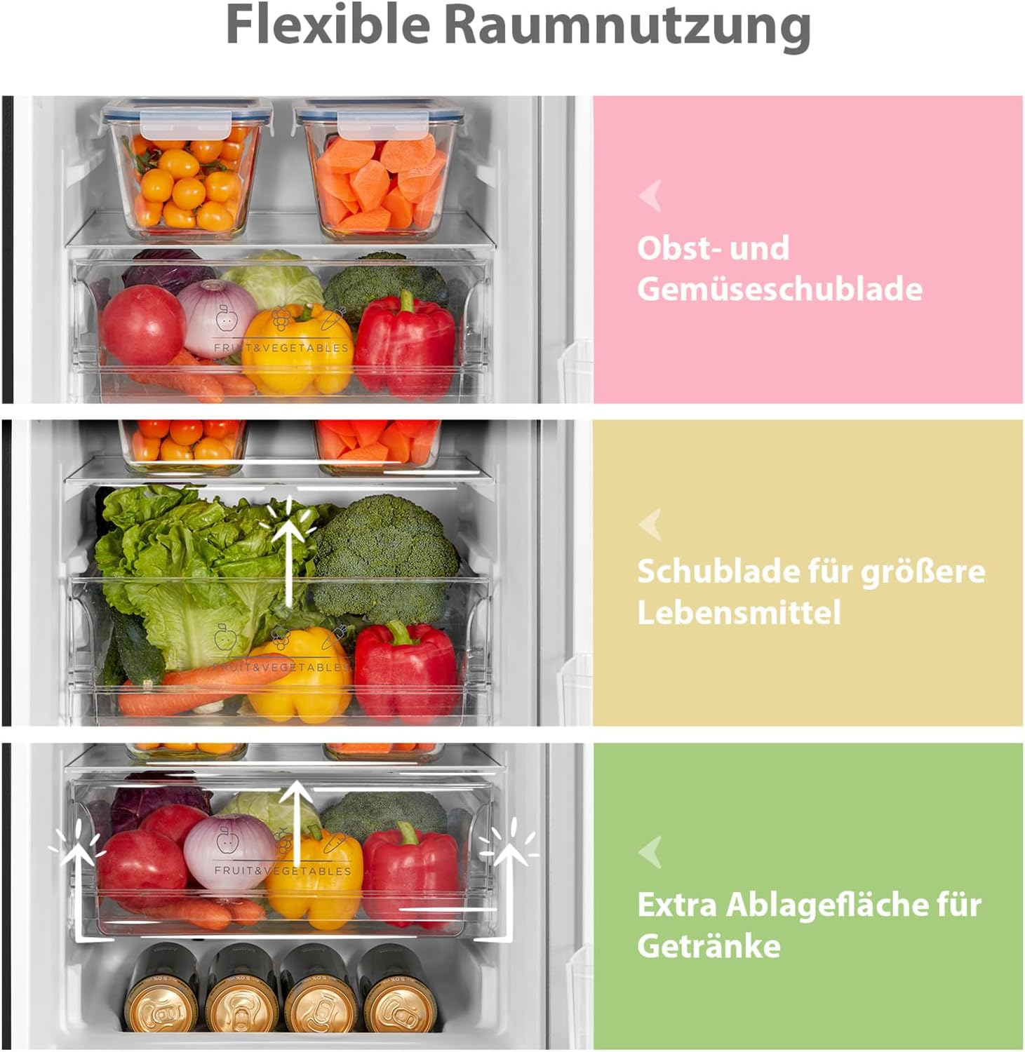 Comfee‘ Kühlschrank mit Gefrierfach RCB169DK3 | 174L Kühl-Gefrierkombination (115L Kühlteil + 59L Gefrierteil), 150 cm Höhe | 156 kWh/Jahr, Low Frost, Leise 38 dB | LED-Licht | Freistehend, Schwarz
