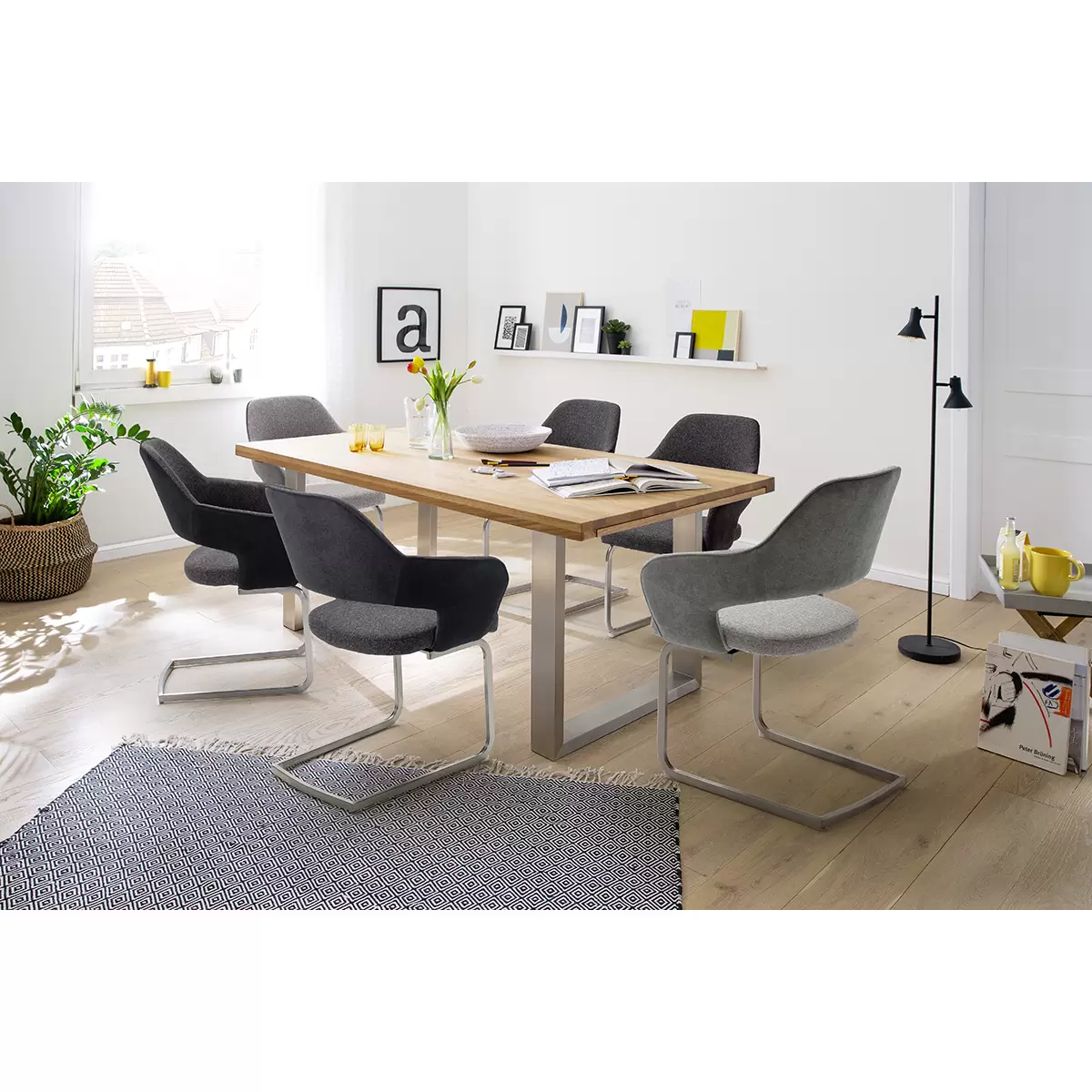 Esstisch Dayton 200 Eiche,silber