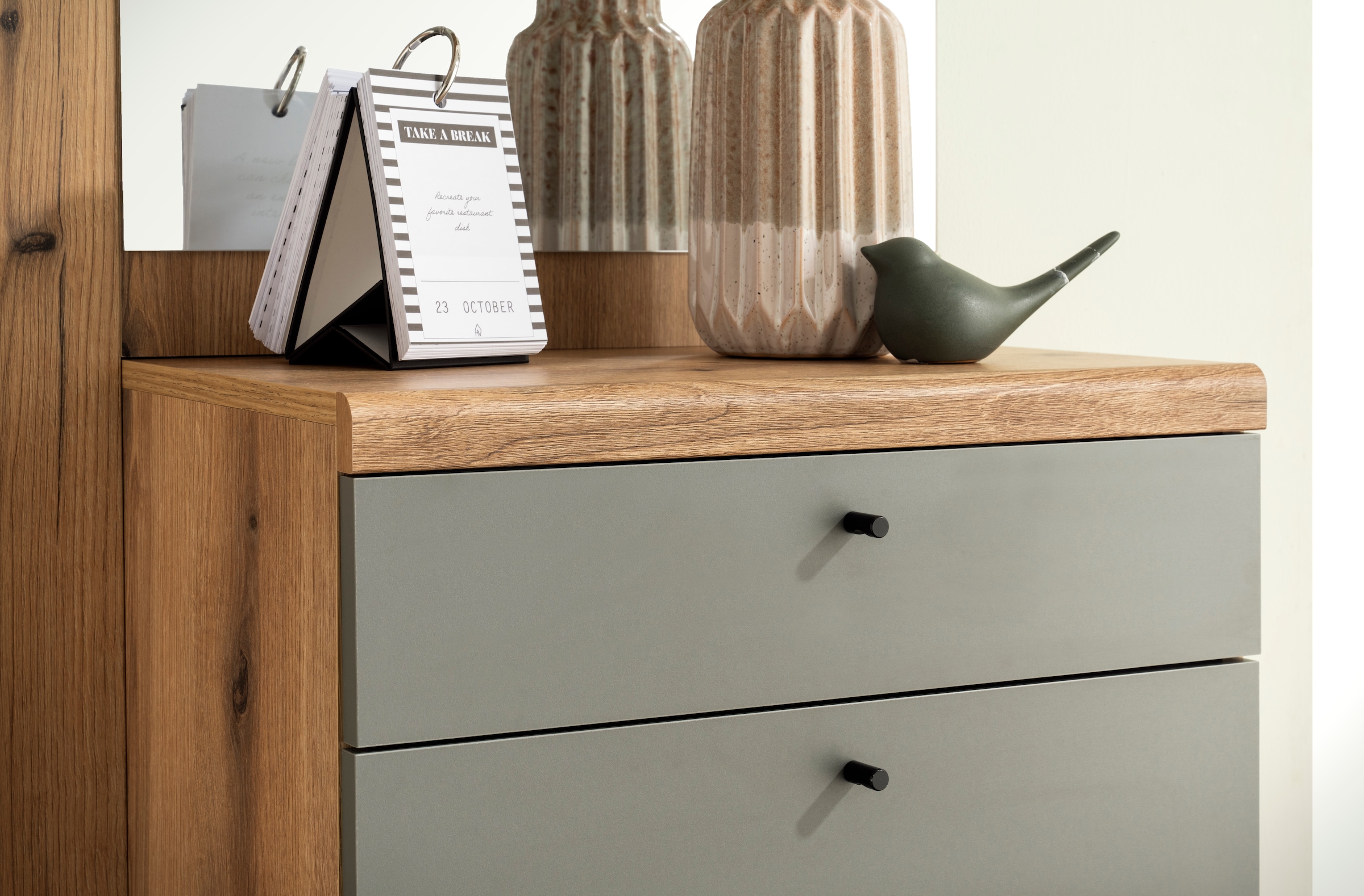 INOSIGN Kompaktgarderobe »Mavas, Garderobe, Garderobenschrank, ScandicDesign, Evoke Eiche/Salbei« ausreichend Stauraum, für kleine Räume geeignet, 110 cm breit