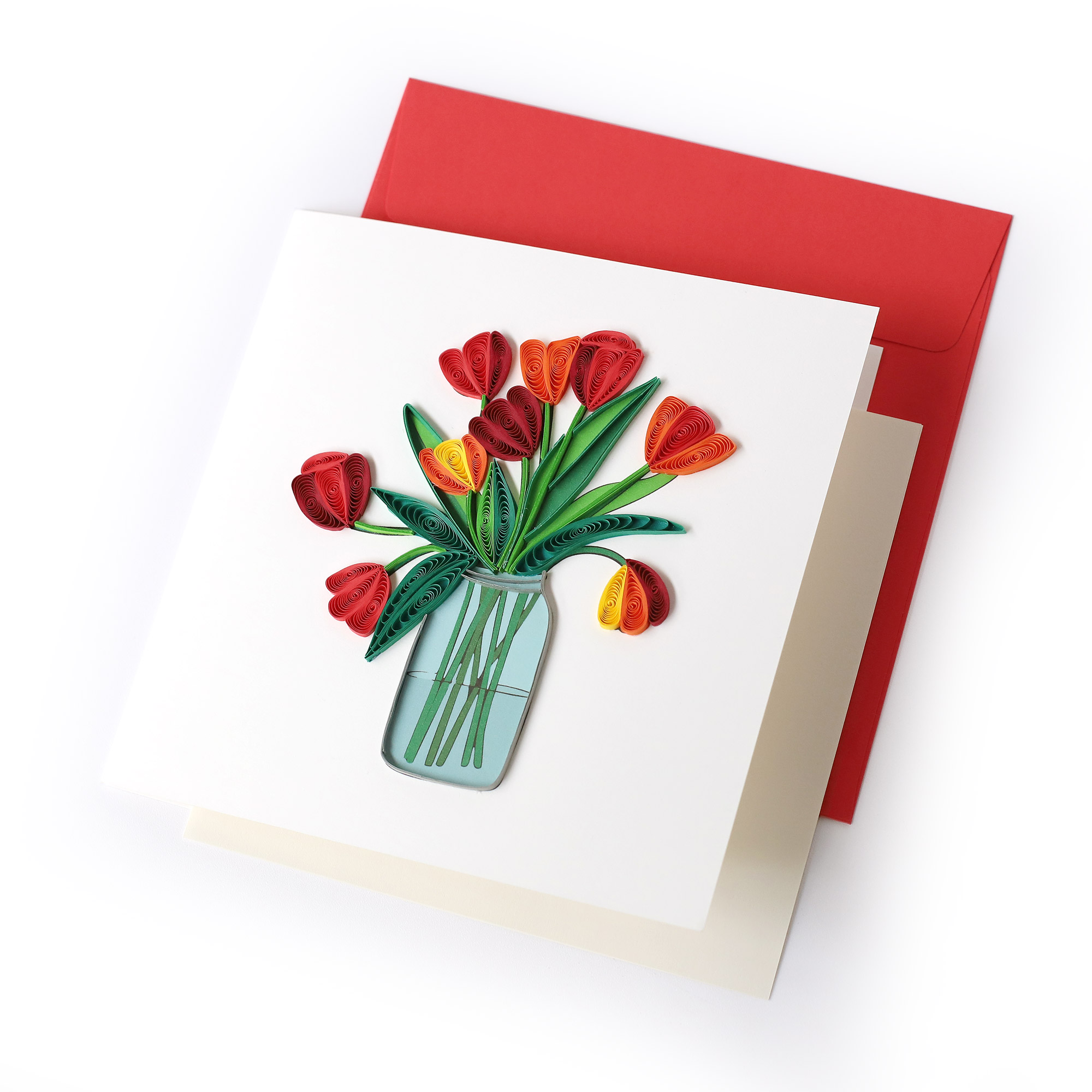 Grußkarte 'Vase mit Tulpen', B 15 cm, H 15 cm günstig bestellen