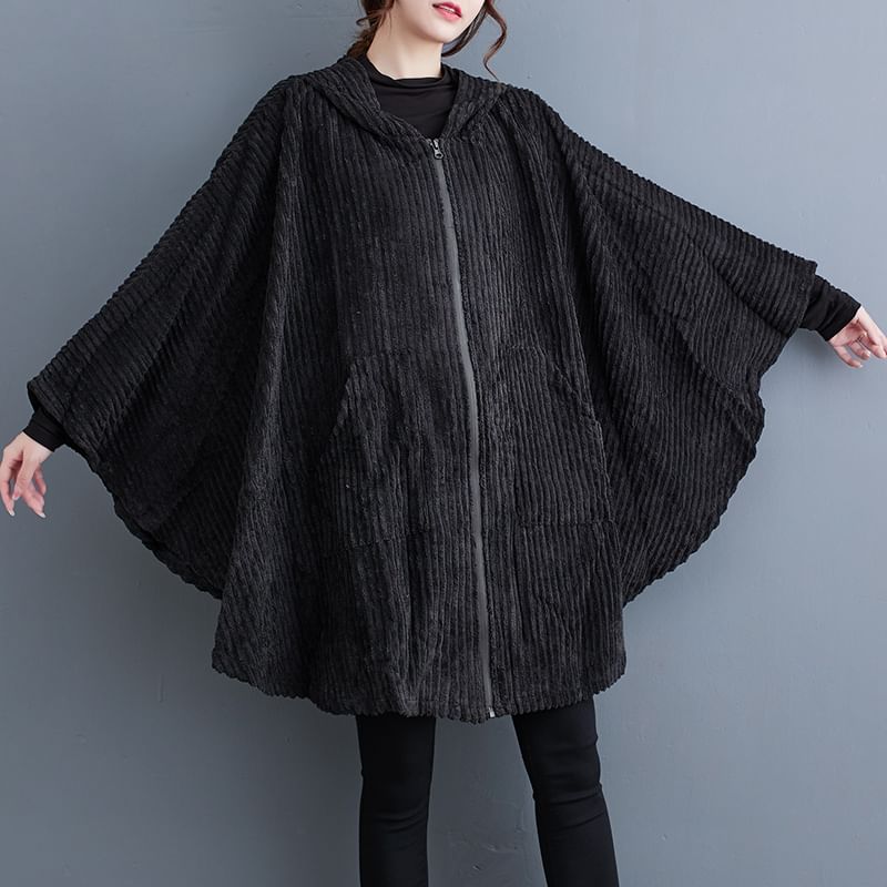 Taragon - Corduroy jas met capuchon en rits