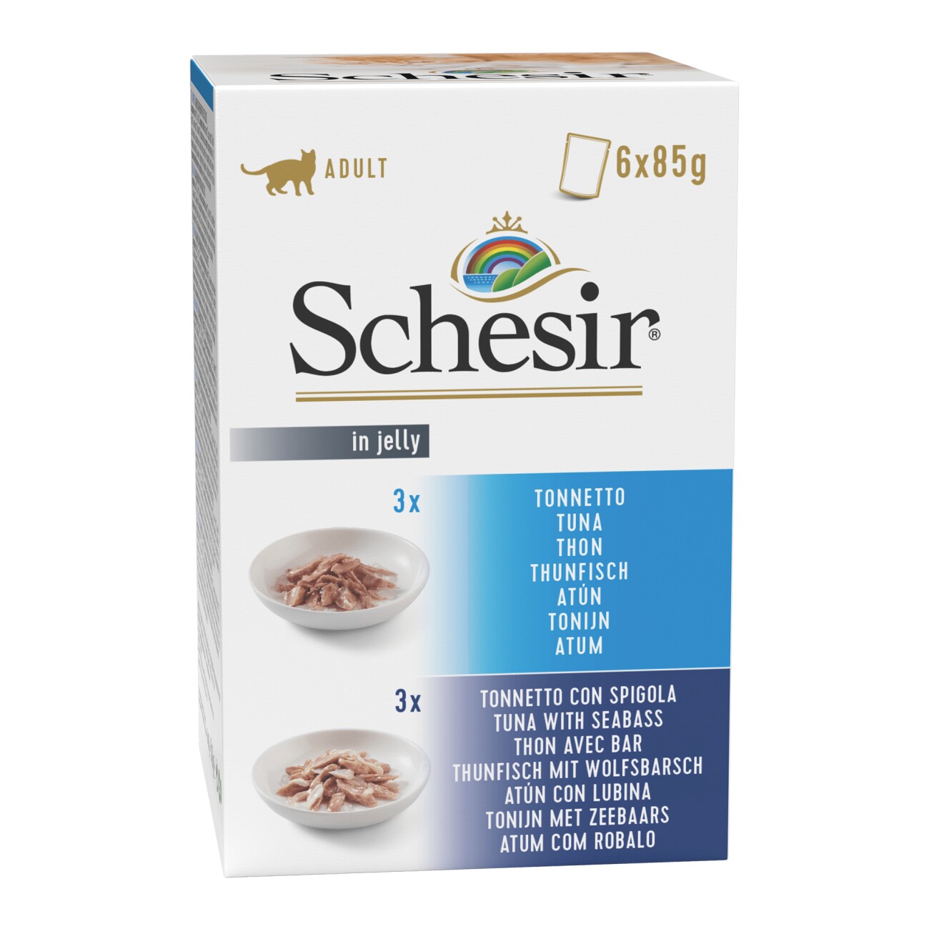 Schesir Adult Thunfisch & Thunfisch mit Wolfsbarsch 6 x 85 g