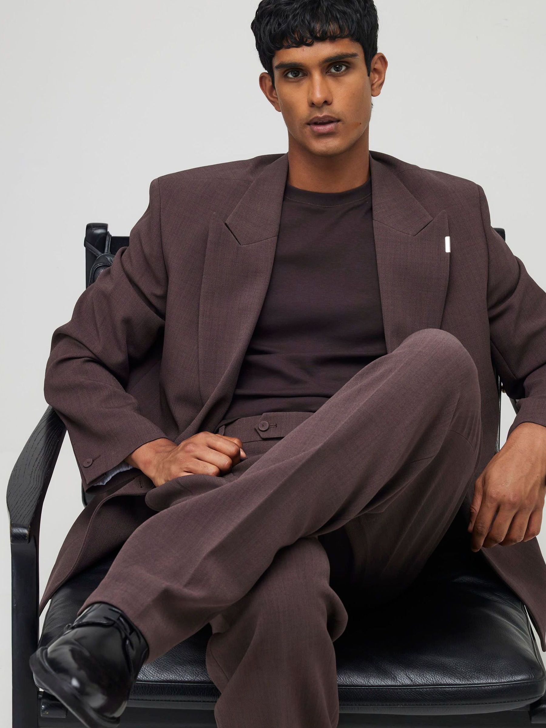 River Island Relaxed Fit Pleated Suit Trousers