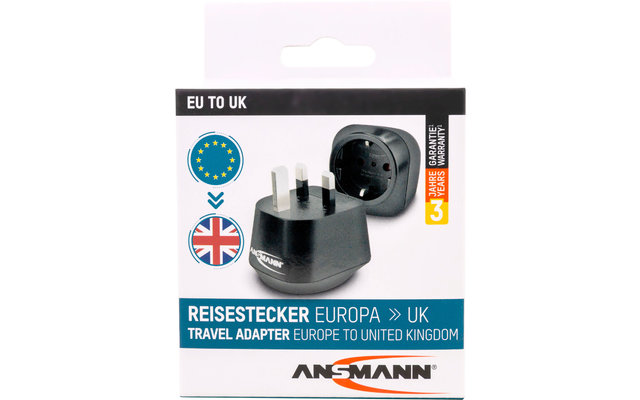 Ansmann Reisestecker / Adapter EU to UK mit Schutzleiter