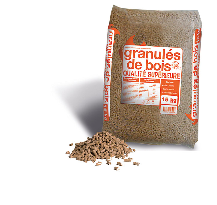 Pellet 100% résineux 15kg, 72 sacs sur palette 100 x 100 x H 175 cm