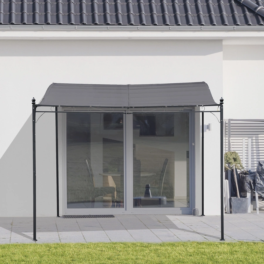 Outsunny Gartenpavillon mit geschwungenem Dach grau, schwarz