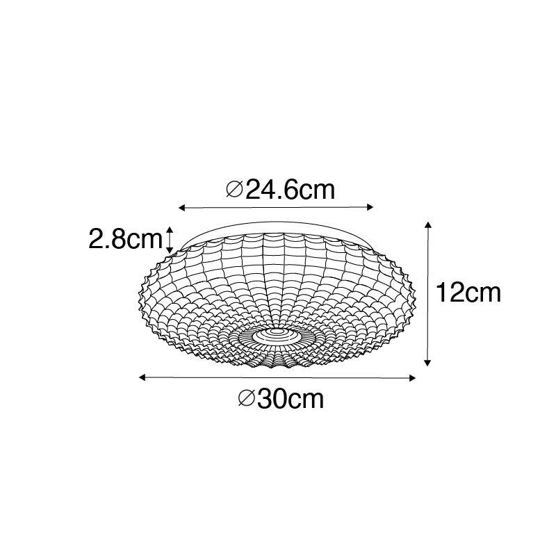 Klassieke plafondlamp zwart met smoke glas 30 cm IP44 - Nohmi