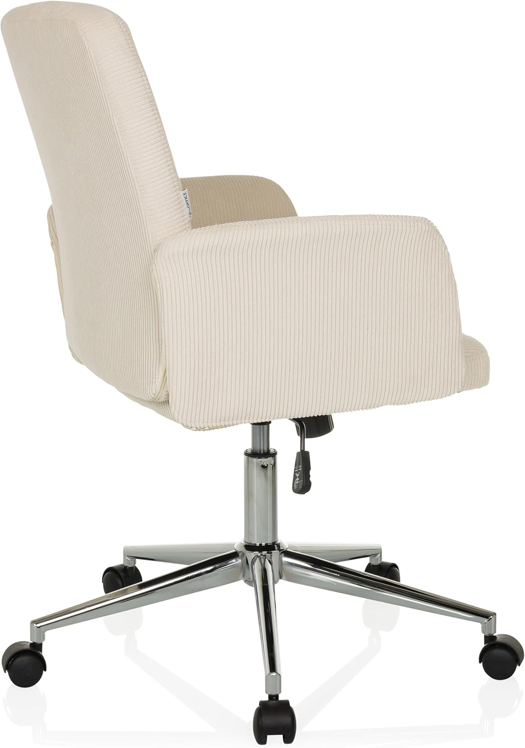 hjh OFFICE Homeoffice Stuhl gepolstert mit Cord-Optik SOLAO Cord Schreibtischstuhl Drehstuhl mit Rollen höhenverstellbar, Beige