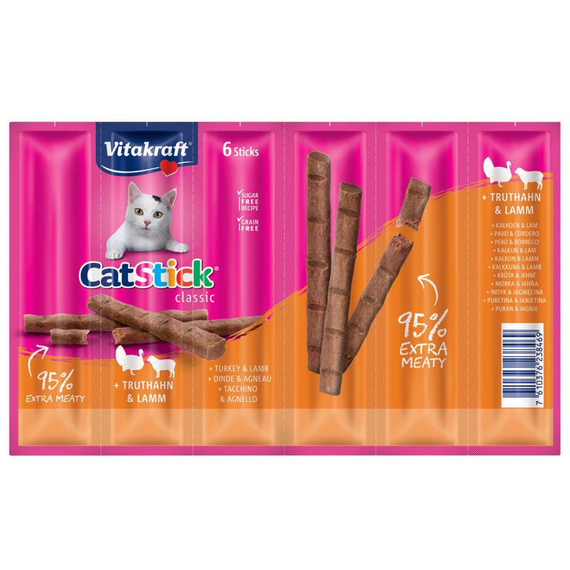Bâtonnets à mâcher Vitakraft Cat Stick Mini, dinde & agneau