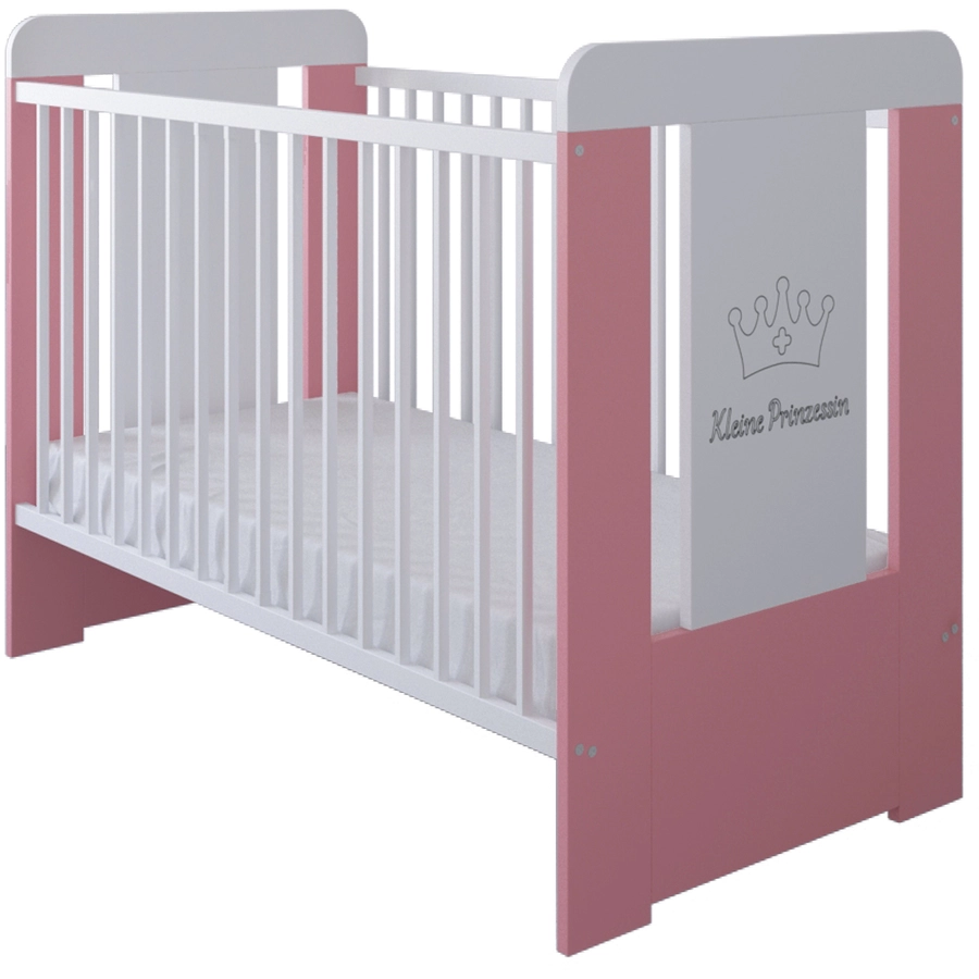 Kids Collective Babybett Gitterbett 60x120 höhenverstellbar|herausnehmbare Sprossen weißrosa