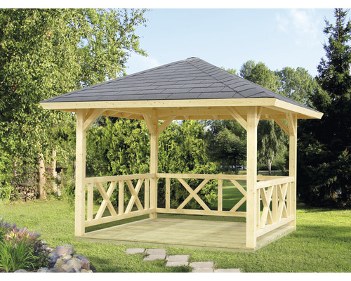 Palmako Betty paviljoen met leuning, 9,0 m², 300 x 300 cm, natuurlijk