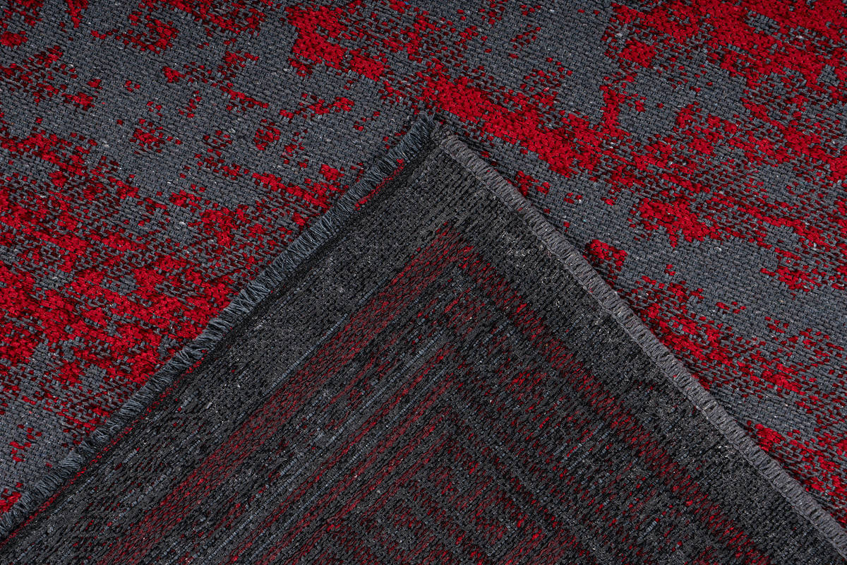 Flachgewebeteppich KALEVI 300 - rot - mit 3D-Struktur - 80x150 cm