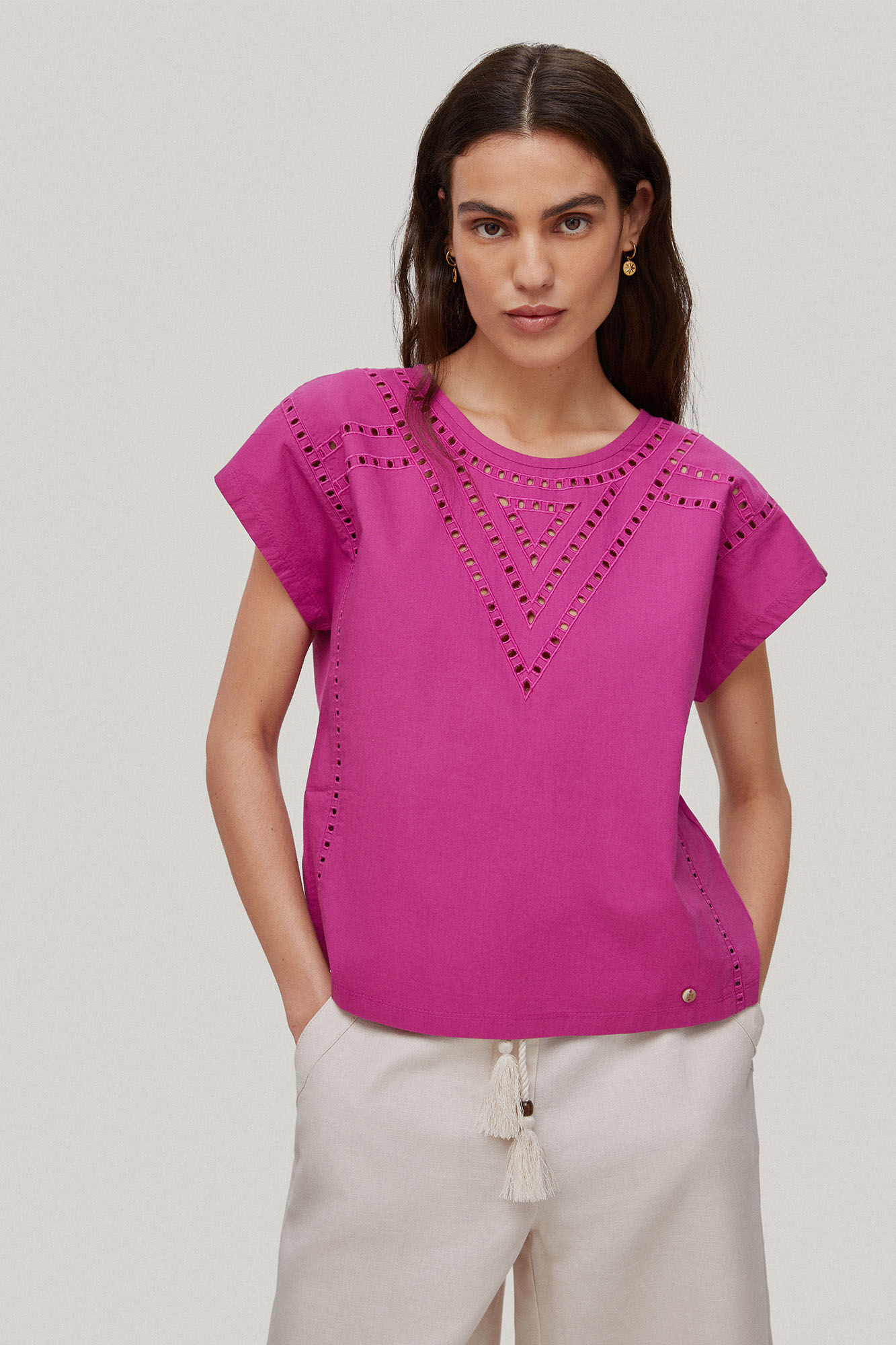 Camiseta combinada Vainicas - Roxa