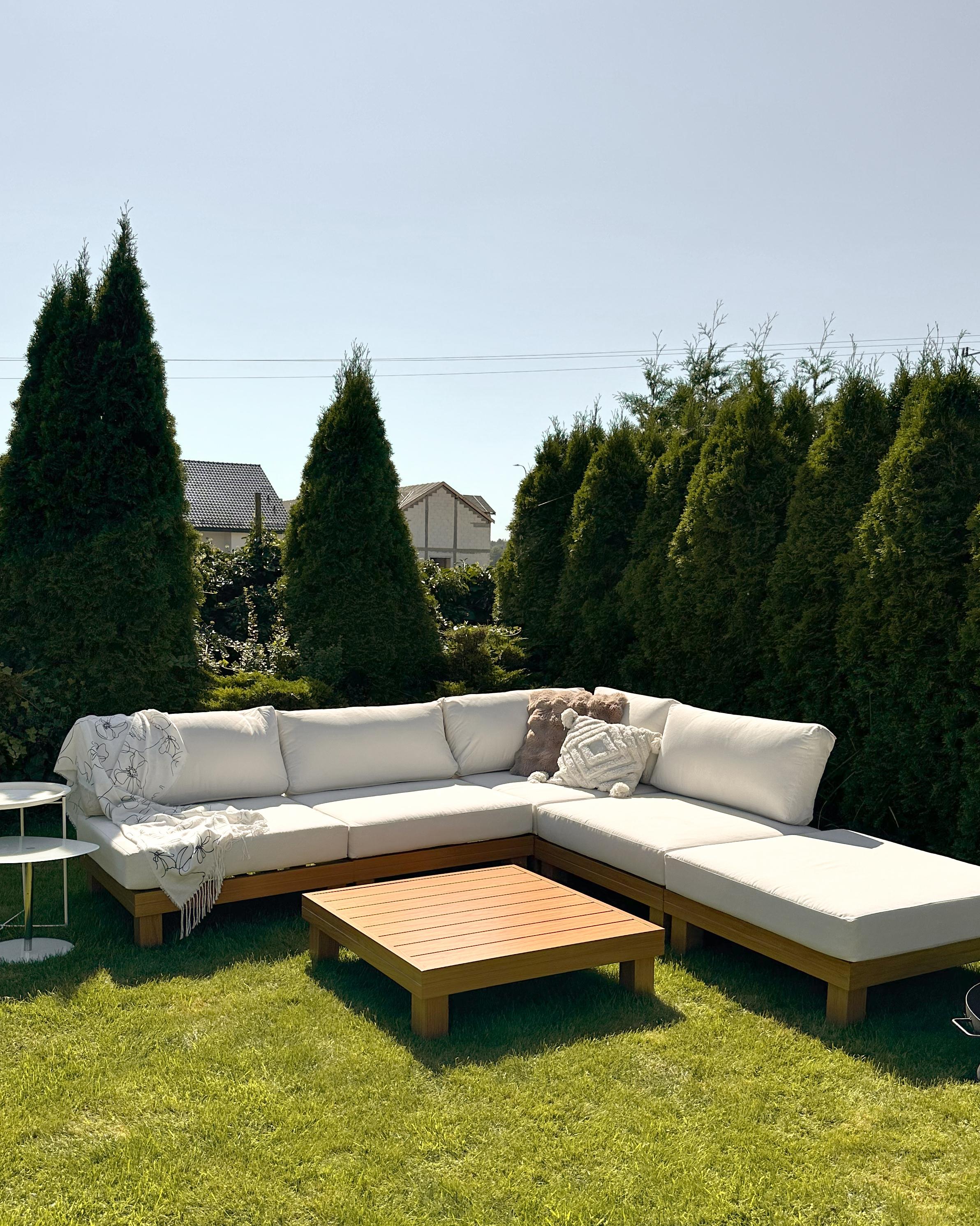 Tuin hoekloungeset met tafel 5-zits SANZA linkszijdig modulair Metaal Wit