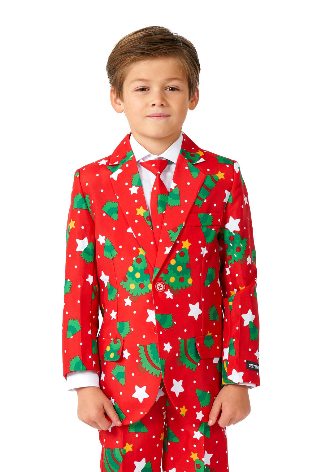 Suitmeister kostuum Christmas Trees Stars felrood