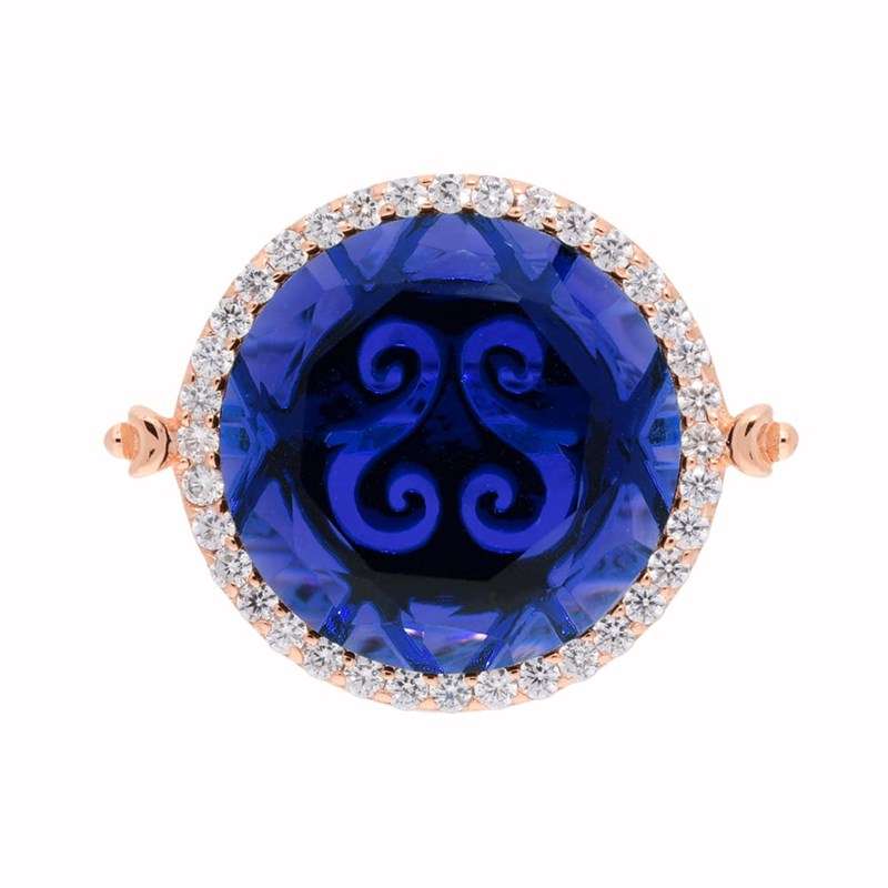Bague Argent Rose Disque Marine